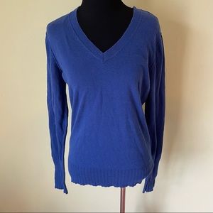 VINTAGE ESPRIT BLUE LONG SLEEVE V NECK SWEATER SIZE MEDIUM